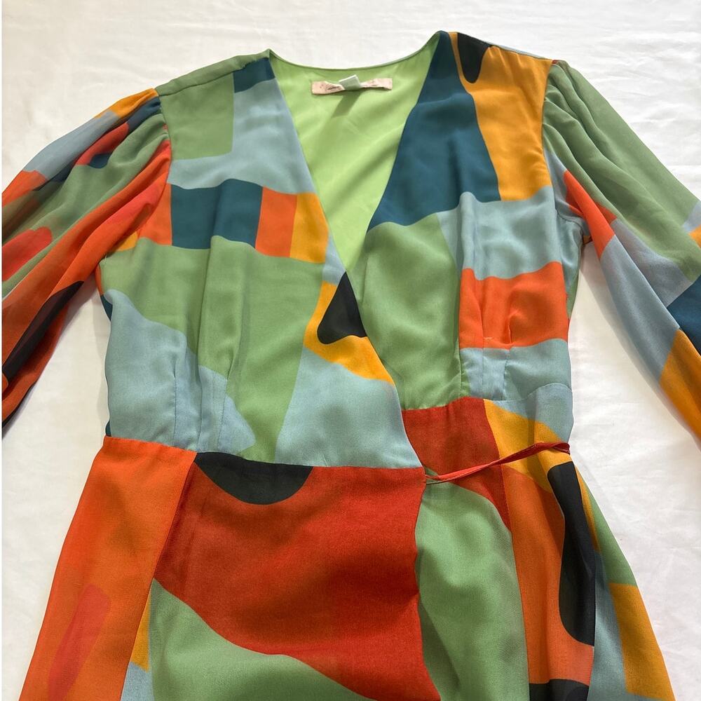 Anthropologie Women XS Hutch Abstract Wrap Maxi Dress Colorful Wedding Guest Fun - Picture 6 of 14